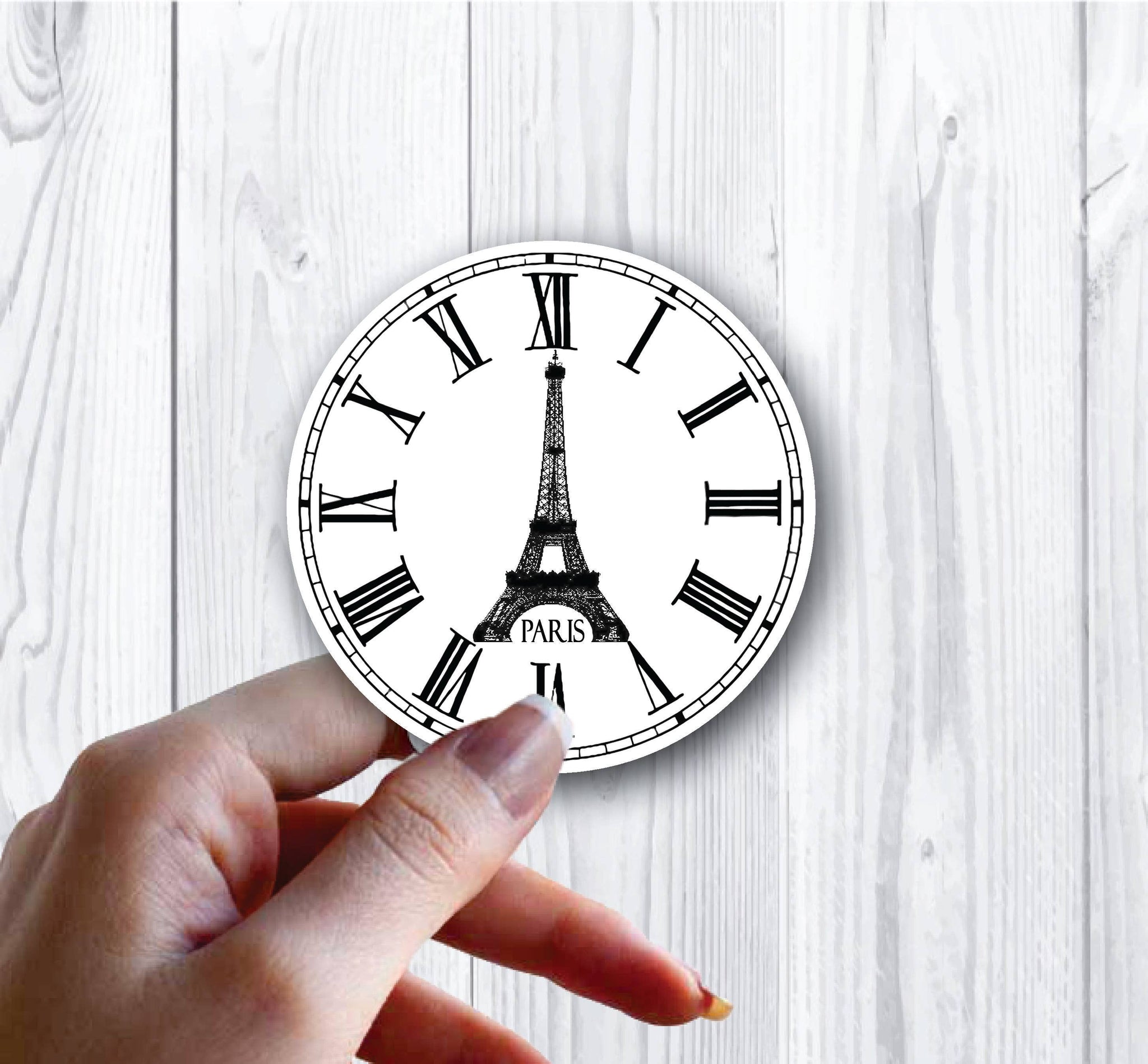 Paris Eifel Tower Clock Roman Sticker Waterproof Vinyl