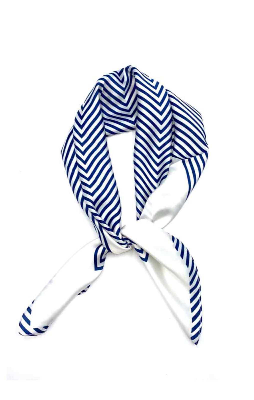 Silk Touch Scarf- Navy and White