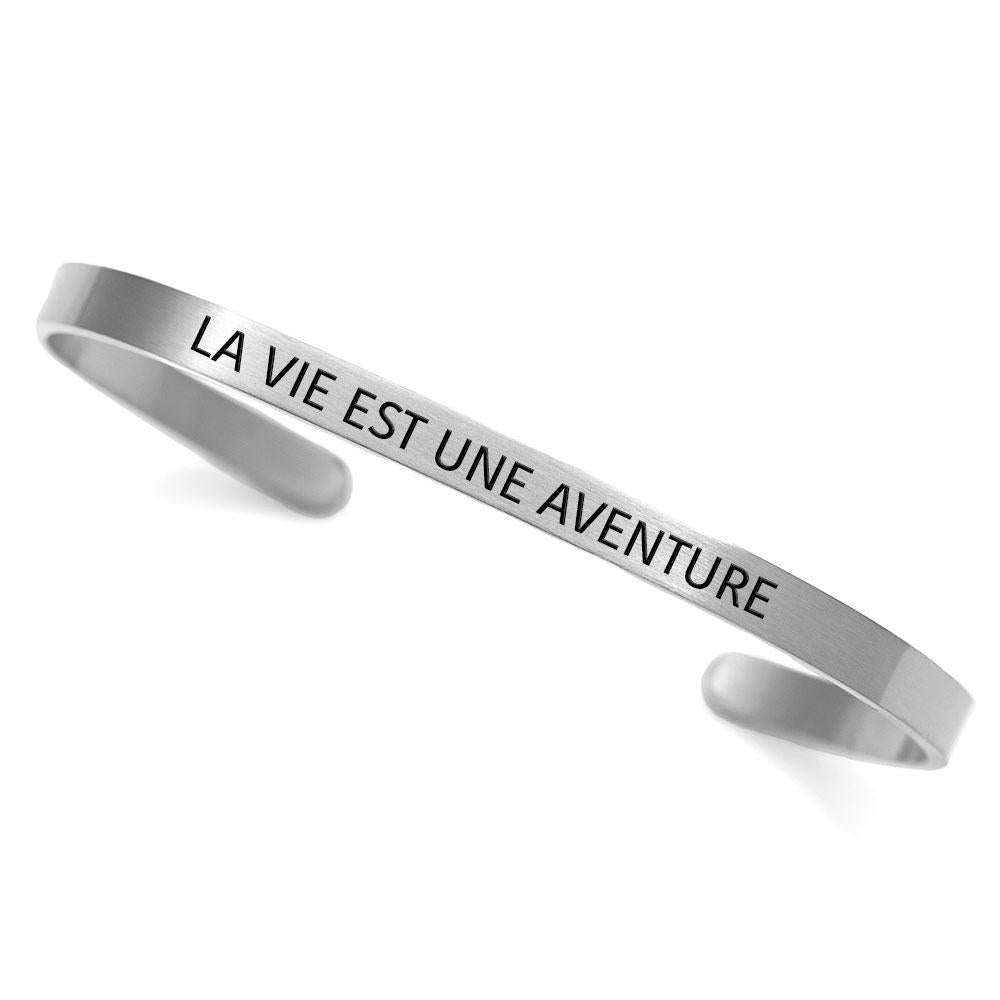 La Vie Est Une Aventure Cuff - Life is an Adventure French Language Bracelet