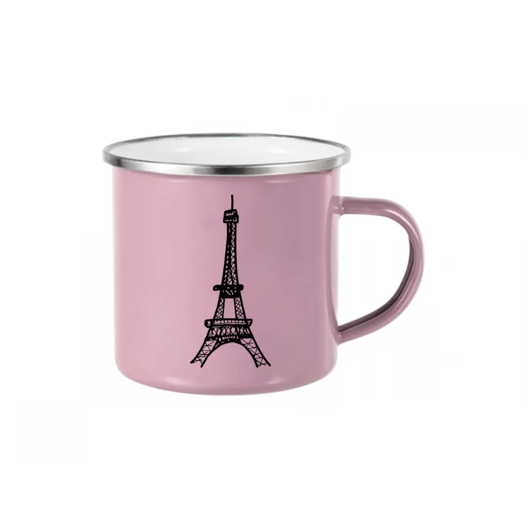 Eiffel Tower Enamel Camp Mug Rose