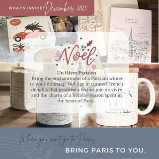 December 2023 Christmas Paris Subscription Box French Noel Mug French Parisian Candle Paris Guide book, Paris Matches, 