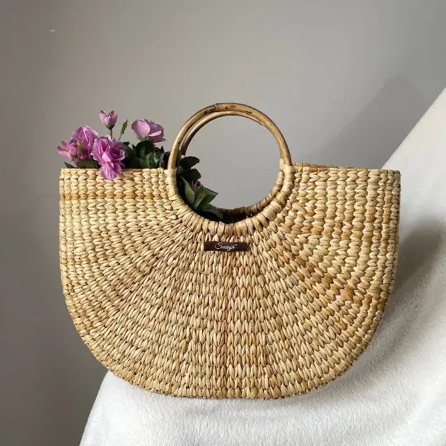 French-style Straw basket bag 