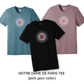 Notre Dame de Paris Tribute Tee Shirt Pick a Color