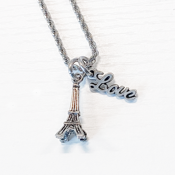 Eiffel Tower with CZ Pendant Necklace in Sterling Silver | Takar Jewelry
