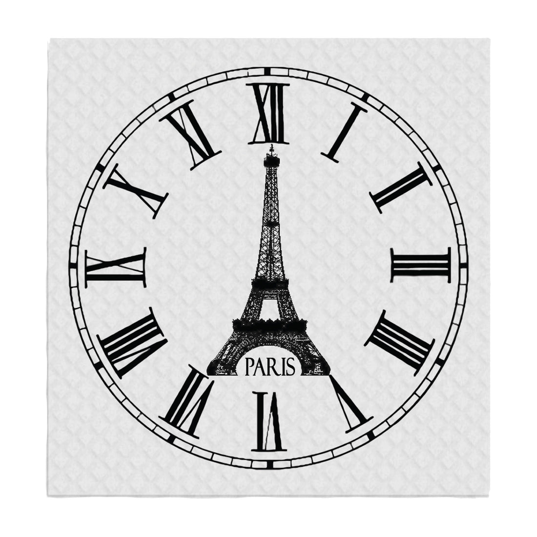 Swedish Dish Cloth with clock and Eiffel Tower and the word Paris