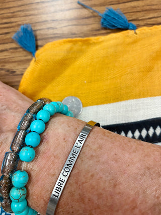 French saying bracelet silver libra comme l'air