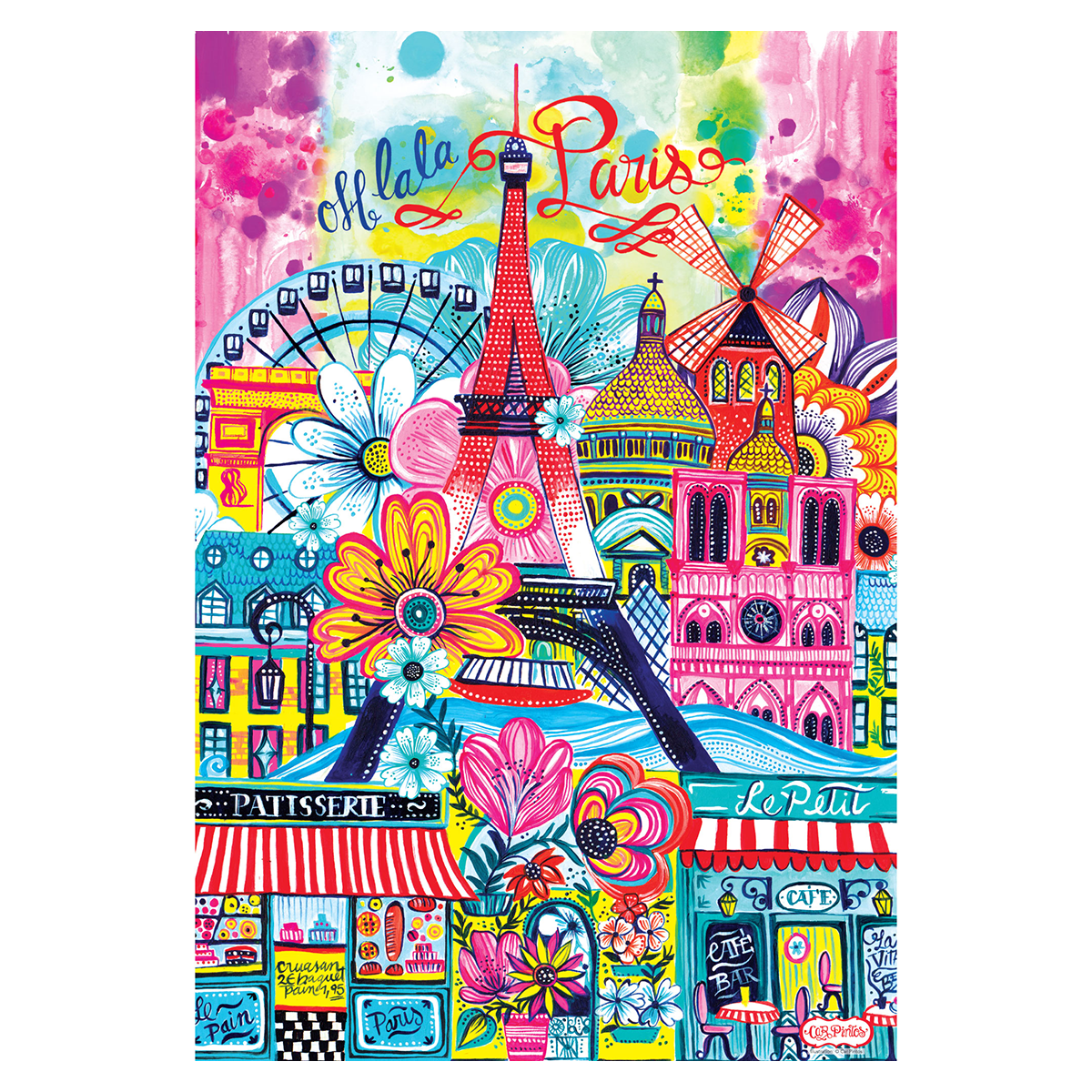 Paris City Eiffel Tower France Painting colorful puzzle