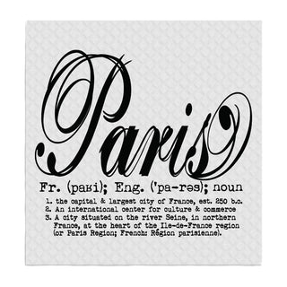 Paris definition in scroll type Swedish dish cloth