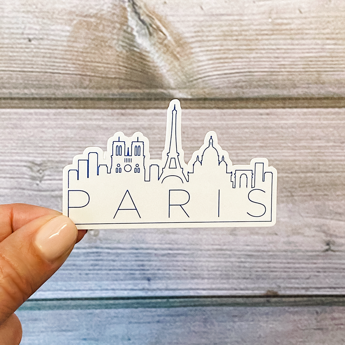 Paris Skyline Sticker Blue