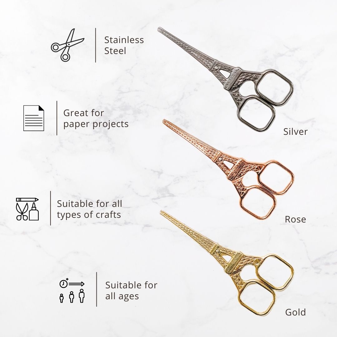 Eiffel Tower Scissors Gold, Rose Gold, Silver