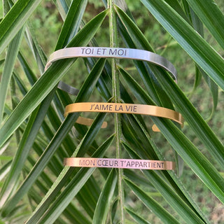 French Language Sayings Bracelets Silver Gold and Rose Gold