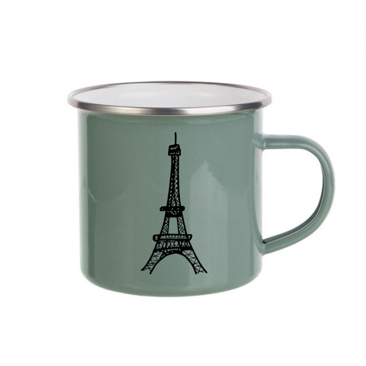 Sage Green metal Eiffel Tower Enamel Mug