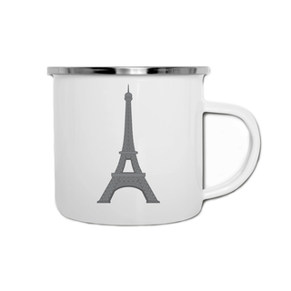 White metal Eiffel Tower Enamel Mug