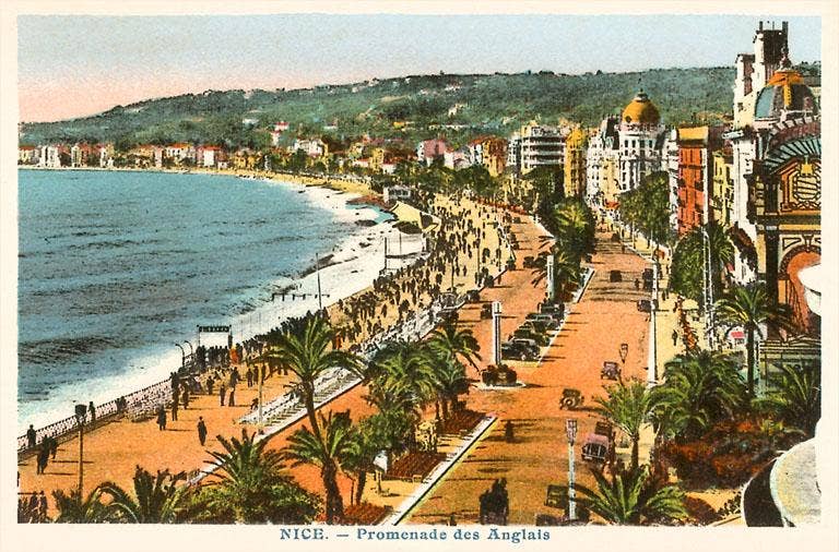 Postcard - Promenade, Nice, France - Vintage Image